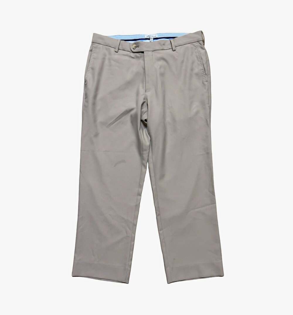 Peter Millar Men’s Beige Chino Pants 34 Regular Fit Straight Twill Polyester